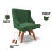 Kit 04 Cadeiras de Jantar Liz Veludo Verde Esmeralda Base Giratória de Madeira MM35 - D'Rossi