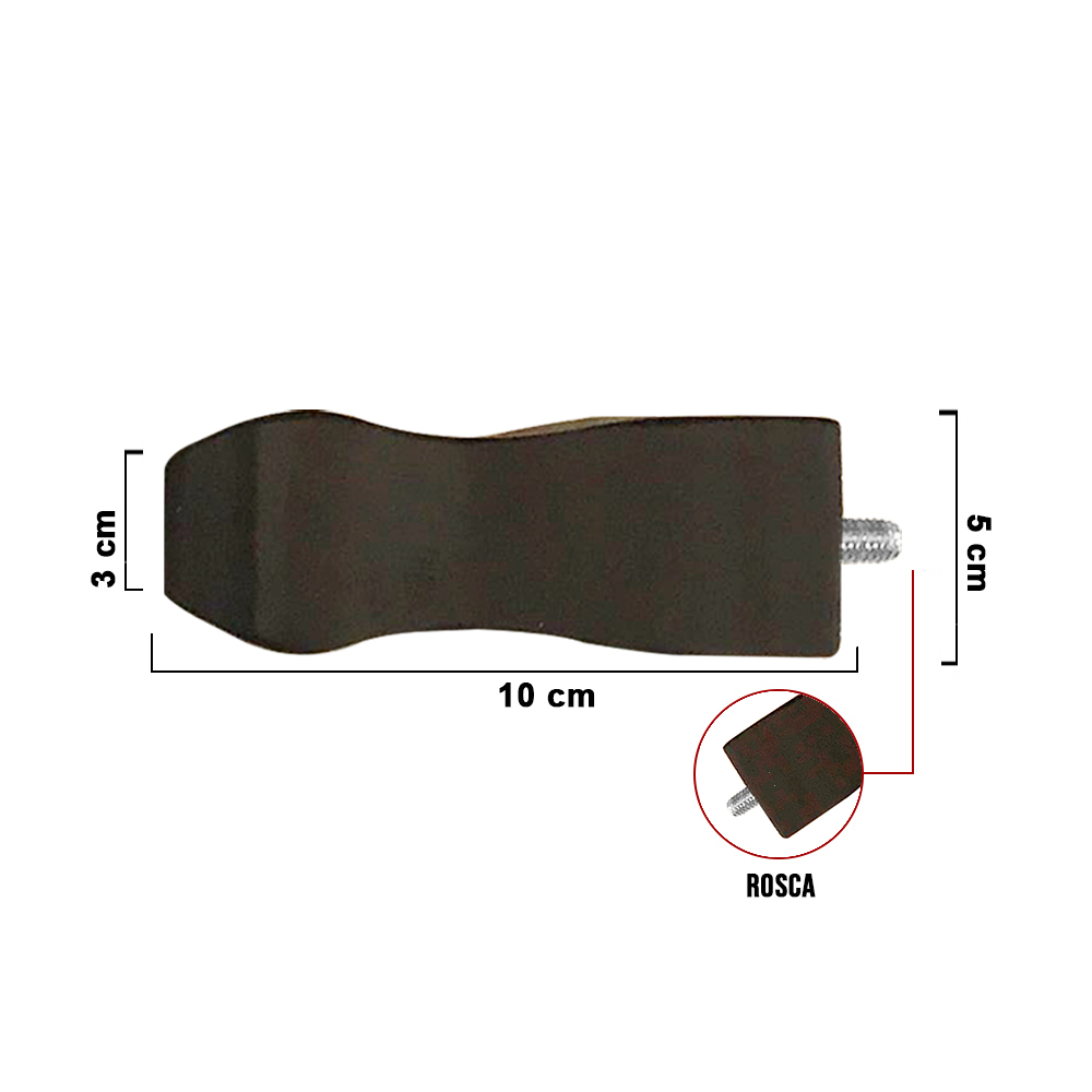 Kit 04 Pés Pardal Tabaco 10cm com Rosca Metal para Móveis D10 - D'Rossi