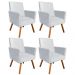 Kit 04 Poltronas Nina Suede Cinza Pés Palito Castanho D'Rossi