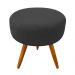 Kit 04 Puffs Banqueta Berlim Redondo Suede Preto Pés Castanho D'Rossi