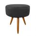 Kit 04 Puffs Banqueta Berlim Redondo Suede Preto Pés Castanho D'Rossi