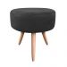 Kit 04 Puffs Banqueta Berlim Redondo Suede Preto Pés Natural D'Rossi