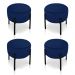 Kit 04 Puffs Iron Suede Azul Marinho Base Preto Palito D'Rossi
