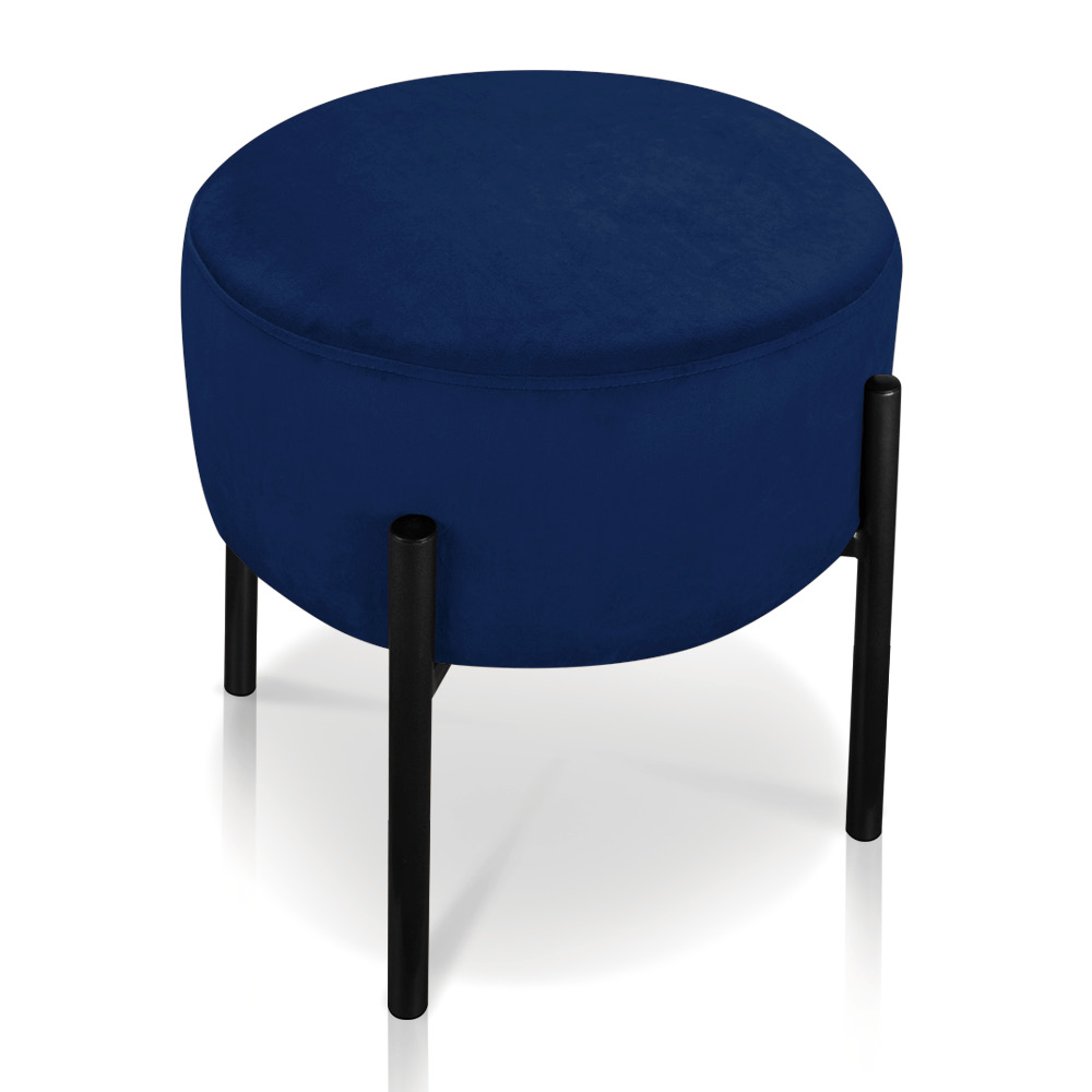 Kit 04 Puffs Iron Suede Azul Marinho Base Preto Palito D'Rossi