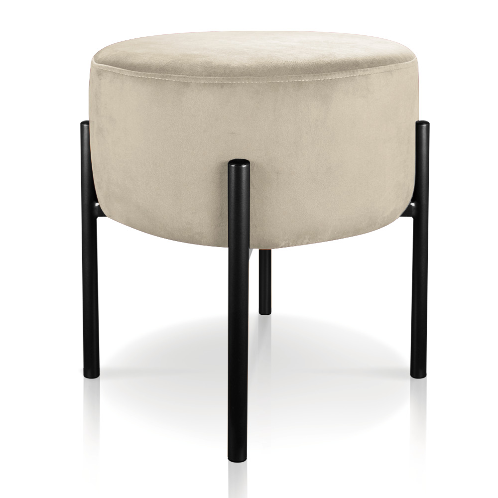 Kit 04 Puffs Iron Suede Bege Base Preto Palito D'Rossi