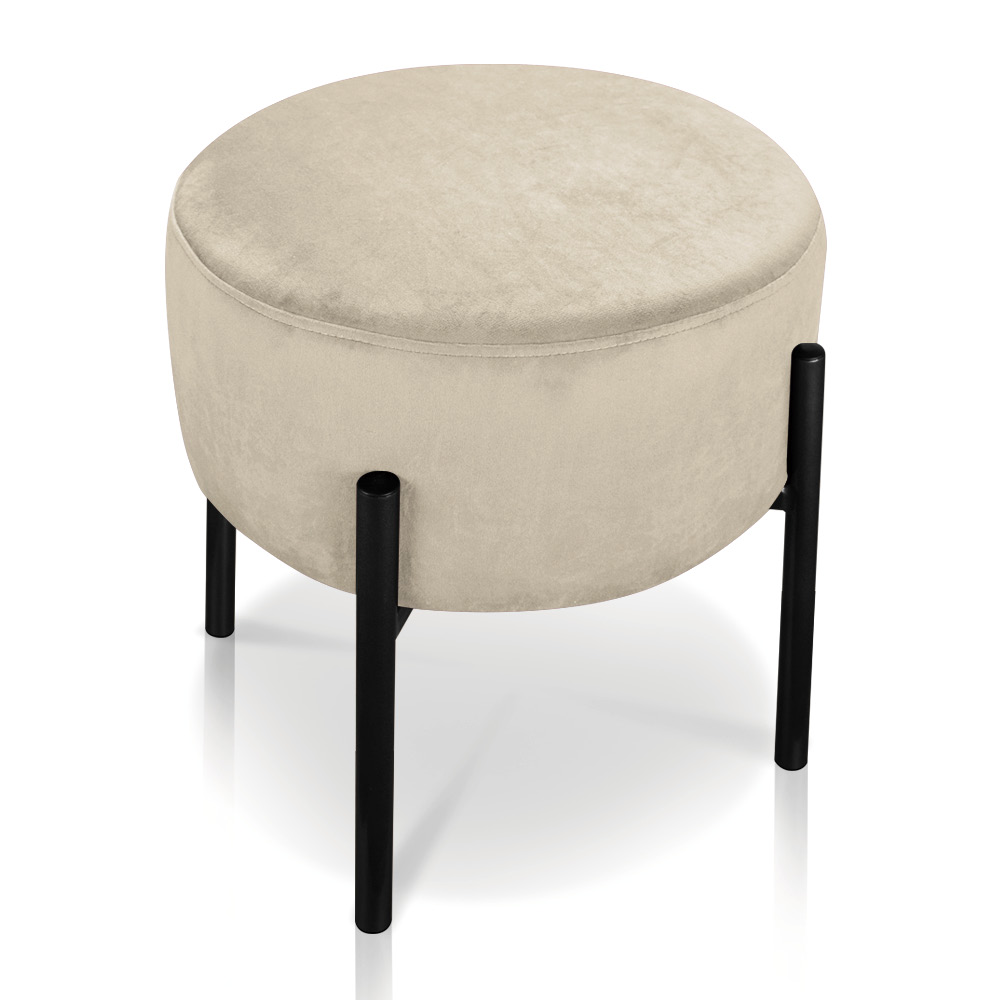 Kit 04 Puffs Iron Suede Bege Base Preto Palito D'Rossi