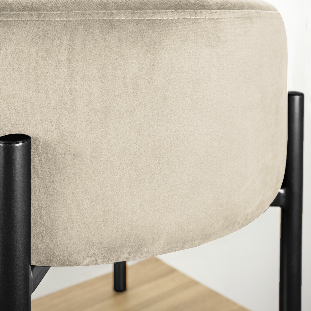 Kit 04 Puffs Iron Suede Bege Base Preto Palito D'Rossi