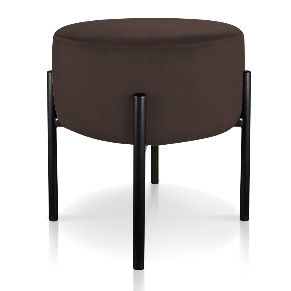 Kit 04 Puffs Iron Suede Marrom Base Preto Palito D'Rossi