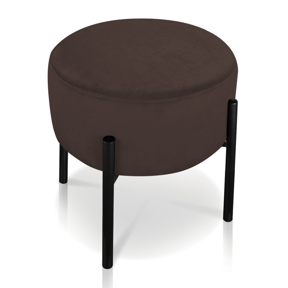 Kit 04 Puffs Iron Suede Marrom Base Preto Palito D'Rossi