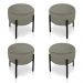 Kit 04 Puffs Iron Suede Marrom Rato Base Preto Palito D'Rossi