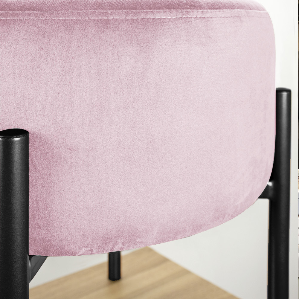 Kit 04 Puffs Iron Suede Rosa Bebê Base Preto Palito D'Rossi