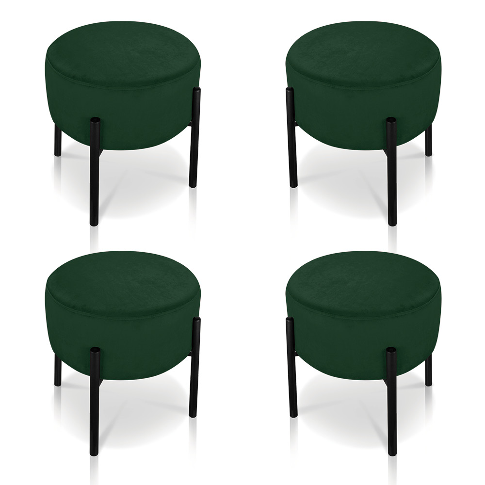 Kit 04 Puffs Iron Suede Verde Base Preto Palito D'Rossi