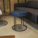 Kit 04 Puffs Love Suede Azul Marinho Base Industrial Preto - D'Rossi