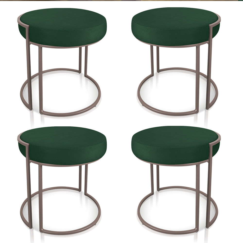 Kit 04 Puffs Love Suede Verde Base Industrial Cobre - D'Rossi