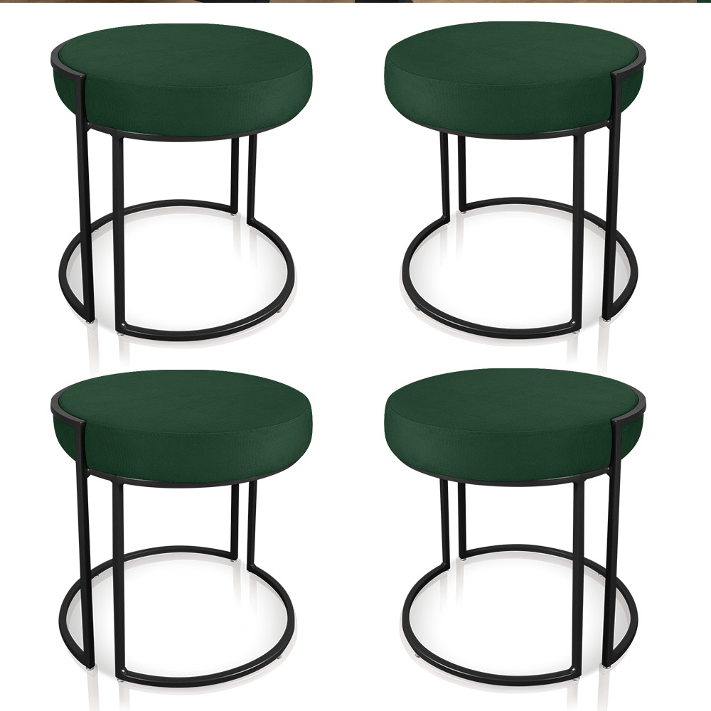 Kit 04 Puffs Love Suede Verde Base Industrial Preto - D'Rossi