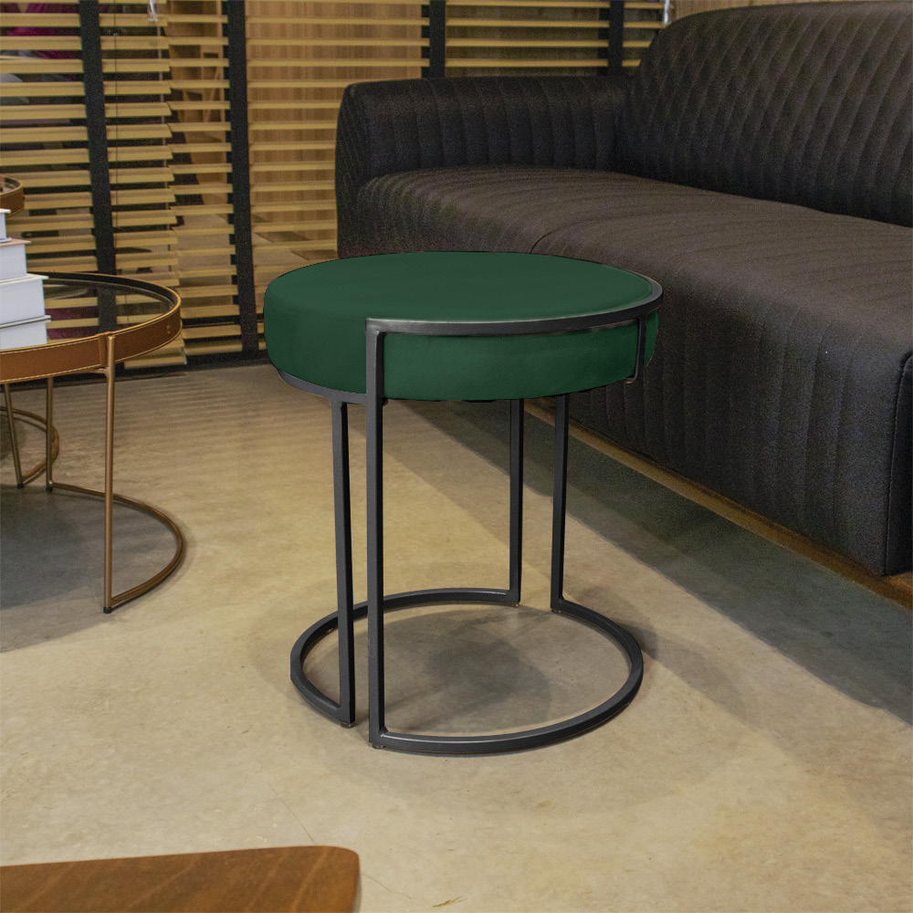 Kit 04 Puffs Love Suede Verde Base Industrial Preto - D'Rossi