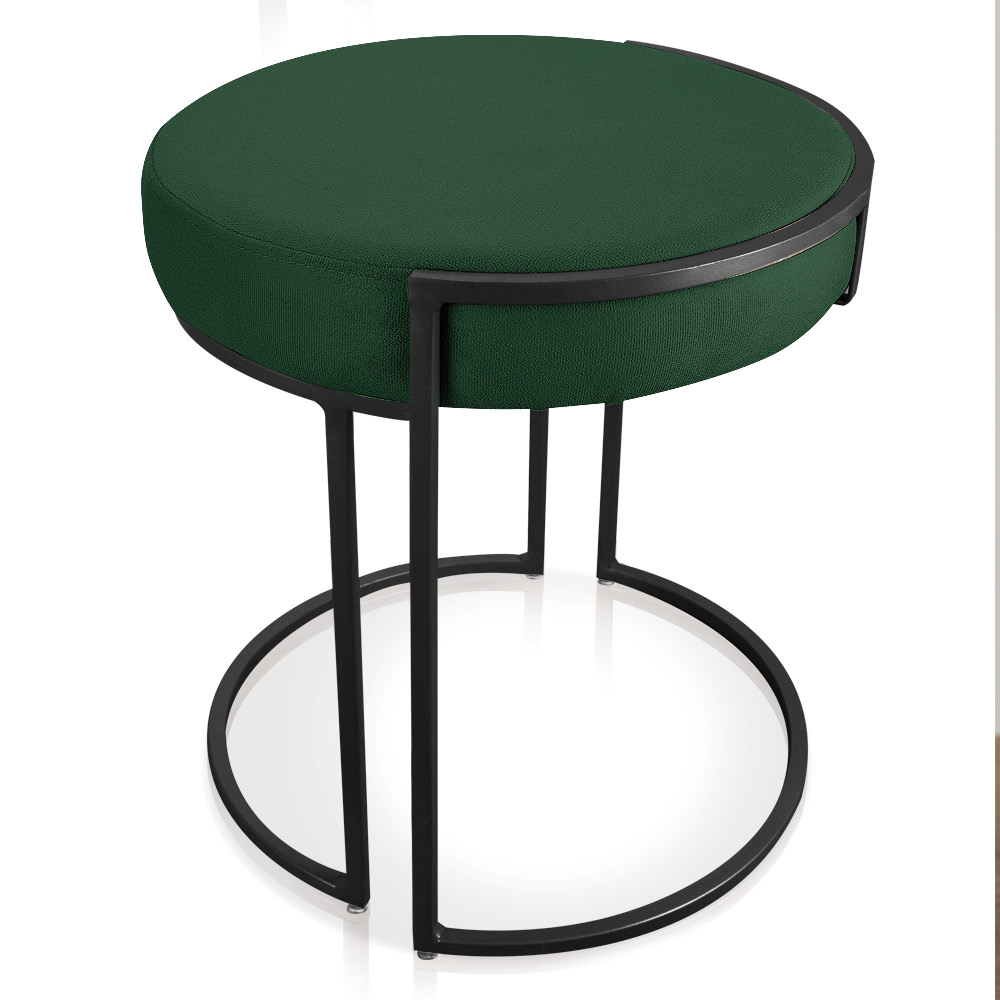 Kit 04 Puffs Love Suede Verde Base Industrial Preto - D'Rossi