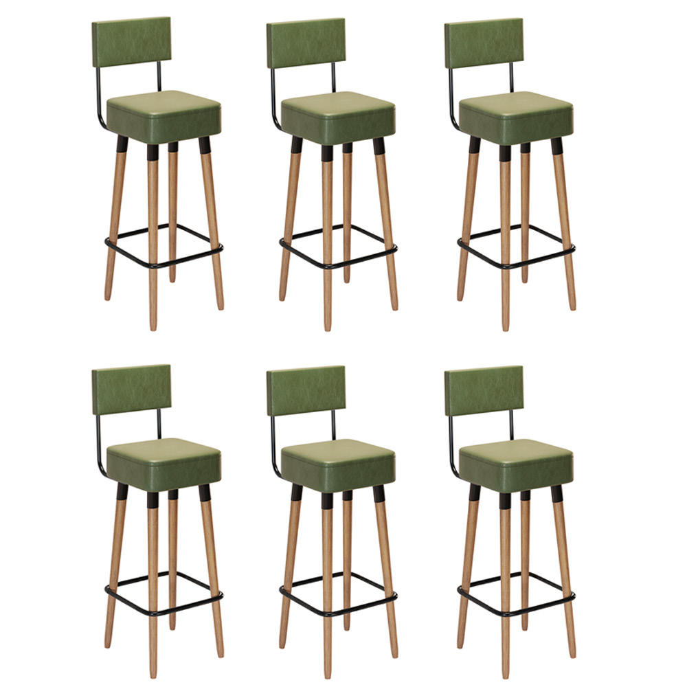 Kit 06 Banquetas Alta Barcelona Corano Verde Pés Palito - D'Rossi