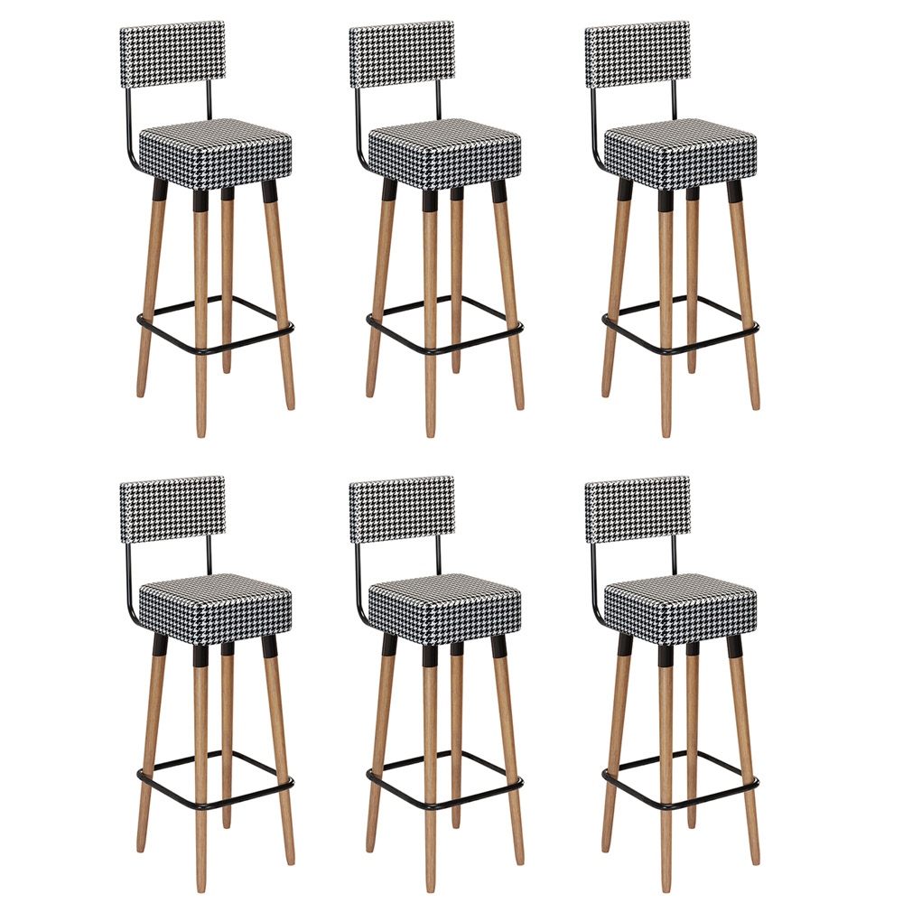 Kit 06 Banquetas Alta Barcelona Suede Cardan Pés Palito - D'Rossi