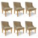 Kit 06 Cadeiras de Jantar Liz Suede Marrom Rato Base Fixa Madeira Castanho - D'Rossi