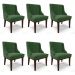 Kit 06 Cadeiras de Jantar Liz Suede Verde Base Fixa Madeira Tabaco - D'Rossi