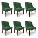 Kit 06 Cadeiras de Jantar Liz Veludo Verde Base Fixa Madeira Tabaco - D'Rossi
