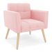 Kit 1 Sofá Namoradeira e 1 Poltrona Elisa Suede Rosa Bebê Pés Palito Natural - D'Rossi