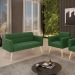 Kit 1 Sofá Namoradeira e 1 Poltrona Elisa Suede Verde Pés Palito Natural - D'Rossi