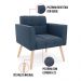 Kit 1 Sofá Namoradeira e 2 Poltronas Elisa Suede Azul Marinho Pés Palito Natural - D'Rossi