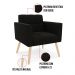 Kit 1 Sofá Namoradeira e 2 Poltronas Elisa Suede Preto Pés Palito Natural - D'Rossi