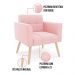 Kit 1 Sofá Namoradeira e 2 Poltronas Elisa Suede Rosa Bebê Pés Palito Natural - D'Rossi