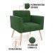 Kit 1 Sofá Namoradeira e 2 Poltronas Elisa Suede Verde Pés Palito Natural - D'Rossi