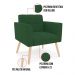 Kit 1 Sofá Namoradeira e 2 Poltronas Elisa Veludo Verde Pés Palito Natural - D'Rossi