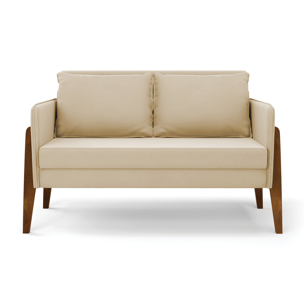 Kit 1 Sofá Namoradeira e 2 Poltronas Lana Suede Base de Madeira - D'Rossi