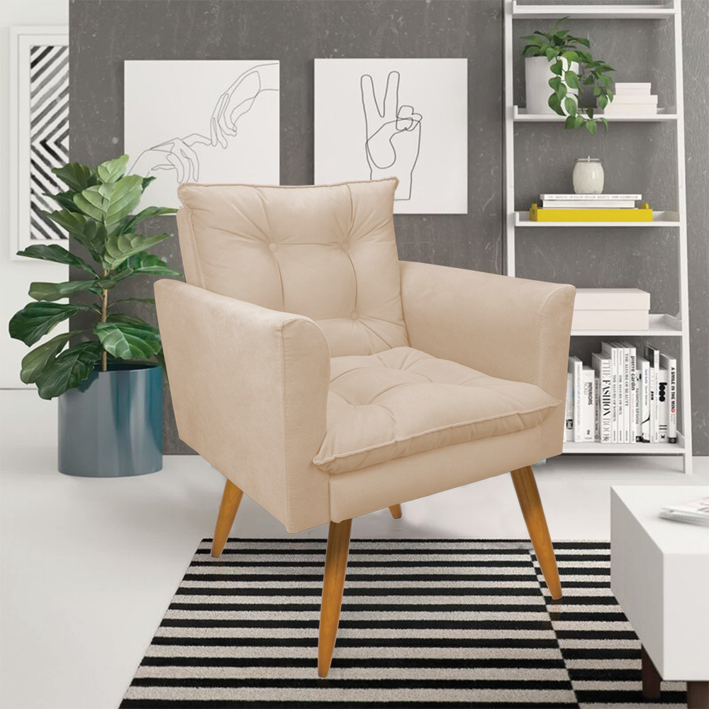Kit 1 Sofá Namoradeira e 2 Poltronas Tais Suede Pés Palito Castanho - D'Rossi