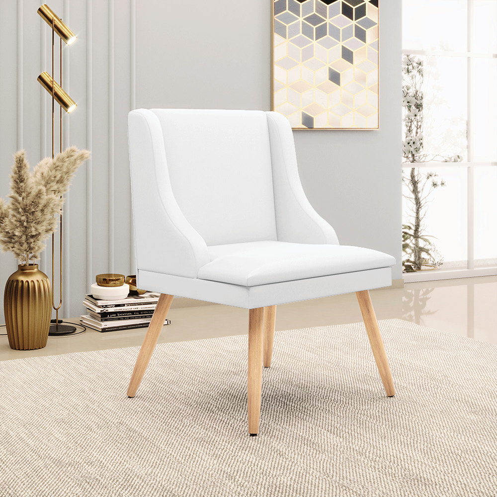 Kit 10 Cadeiras de Jantar Liz Corino Branco Pés Palito Natural - D'Rossi