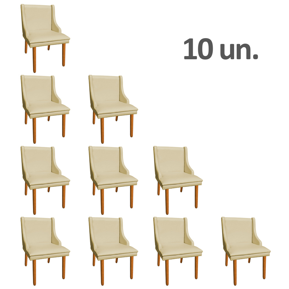 Kit 10 Cadeiras de Jantar Liz Corino Pés Palito Castanho D'Rossi