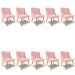 Kit 10 Cadeiras de Jantar Liz Suede Rosa Bebê Pés Palito Castanho - D'Rossi