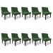Kit 10 Cadeiras de Jantar Liz Suede Verde Base Fixa Madeira Preto - D'Rossi