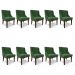 Kit 10 Cadeiras de Jantar Liz Suede Verde Base Fixa Madeira Tabaco - D'Rossi