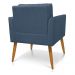 Kit 2 Poltronas Aline Suede Azul Marinho Pés Palito Castanho - D'Rossi