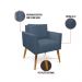 Kit 2 Poltronas Aline Suede Azul Marinho Pés Palito Castanho - D'Rossi