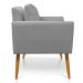 Kit 2 Poltronas Aline Suede Cinza Pés Palito Castanho - D'Rossi