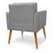 Kit 2 Poltronas Aline Suede Cinza Pés Palito Castanho - D'Rossi