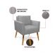 Kit 2 Poltronas Aline Suede Cinza Pés Palito Castanho - D'Rossi