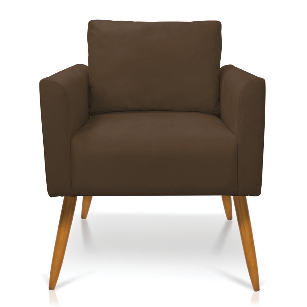 Kit 2 Poltronas Aline Suede Marrom Pés Palito Castanho - D'Rossi