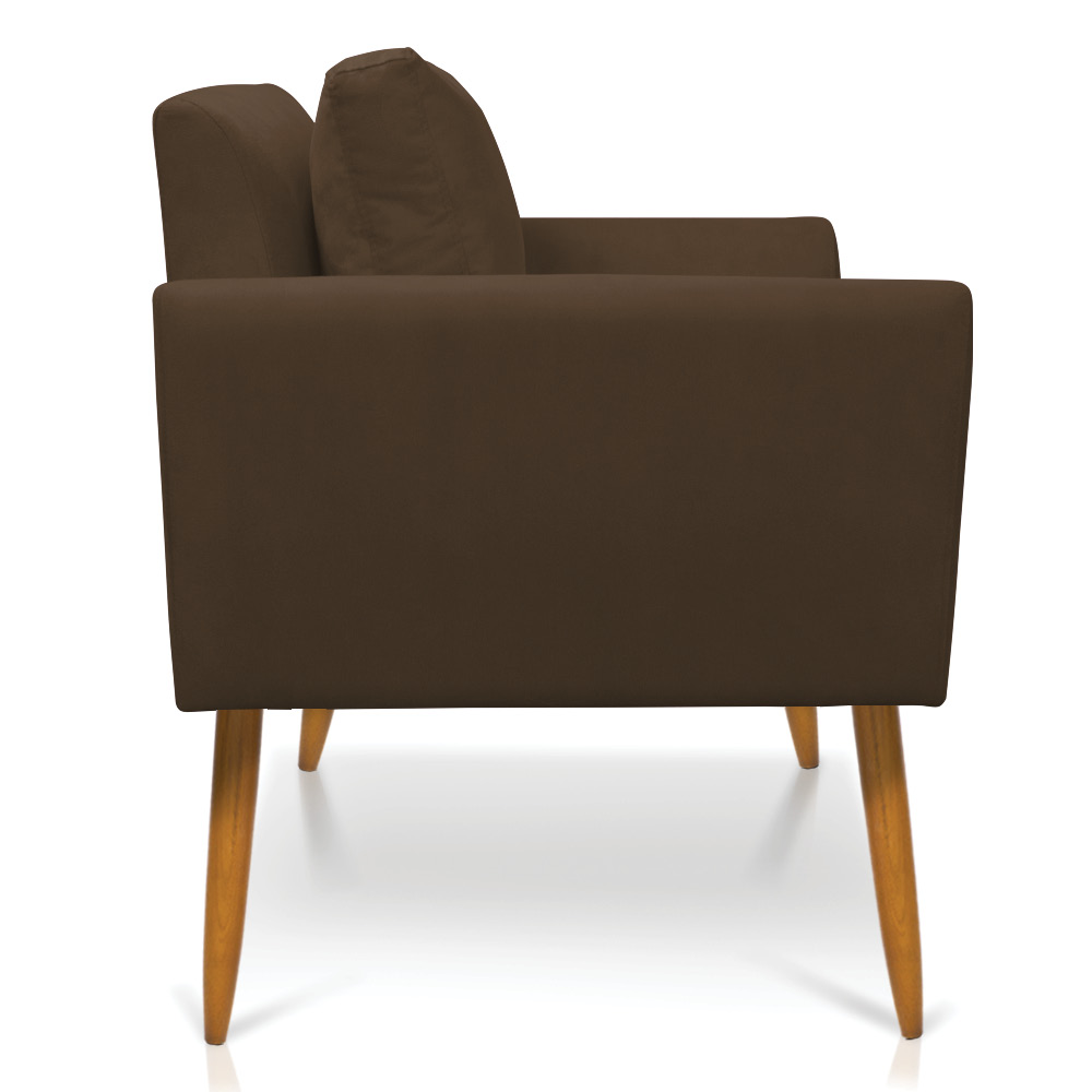 Kit 2 Poltronas Aline Suede Marrom Pés Palito Castanho - D'Rossi