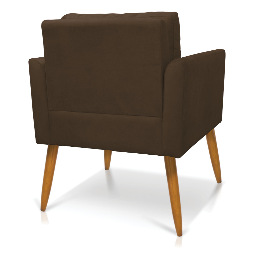 Kit 2 Poltronas Aline Suede Marrom Pés Palito Castanho - D'Rossi