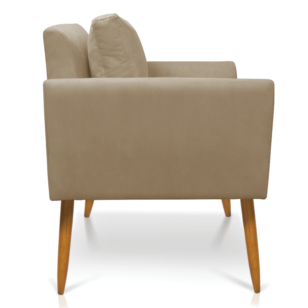 Kit 2 Poltronas Aline Suede Marrom Rato Pés Palito Castanho - D'Rossi