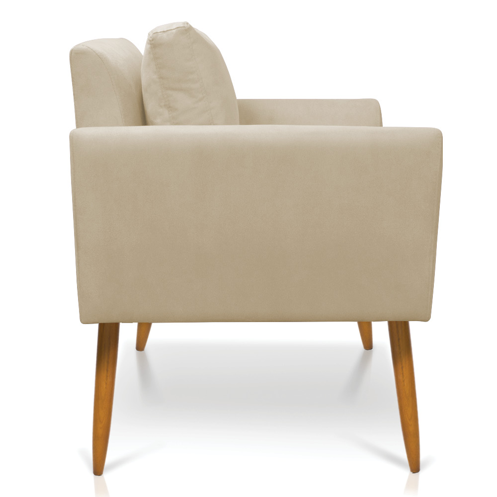 Kit 2 Poltronas Aline Suede Pés Palito Castanho - D'Rossi